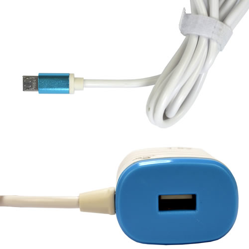 Carregador De Celular Universal Parede 1 USB bivolt 1.6A Azul CBRN05239