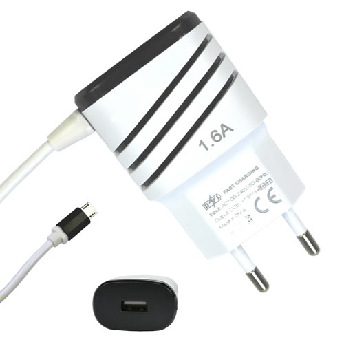 Carregador De Celular Universal Parede 1 USB bivolt 1.6A Preto CBRN05208